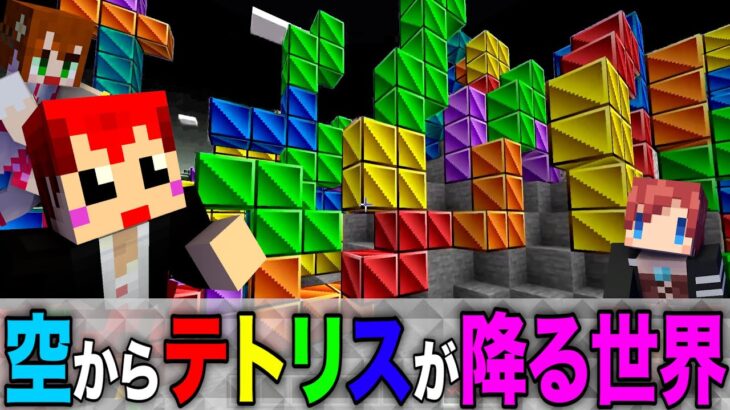 【マイクラ】マイクラなのにテトリスが降ってくる世界!?【赤髪のとも/マインクラフト】