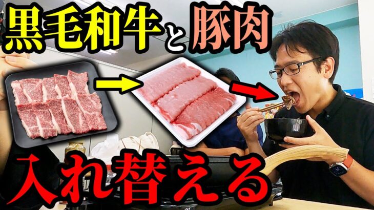 【神回】上司が食べる黒毛和牛を豚肉にすり替えたら気付くのか？wwww