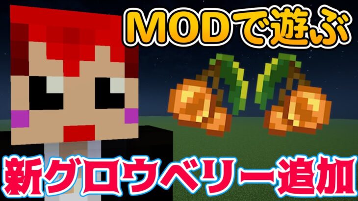 【マイクラ】グロウベリー追加MODで遊ぶの巻【赤髪のとも】