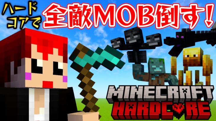 【マイクラ】ハードコアで全敵対MOB倒す!!【赤髪のとも】